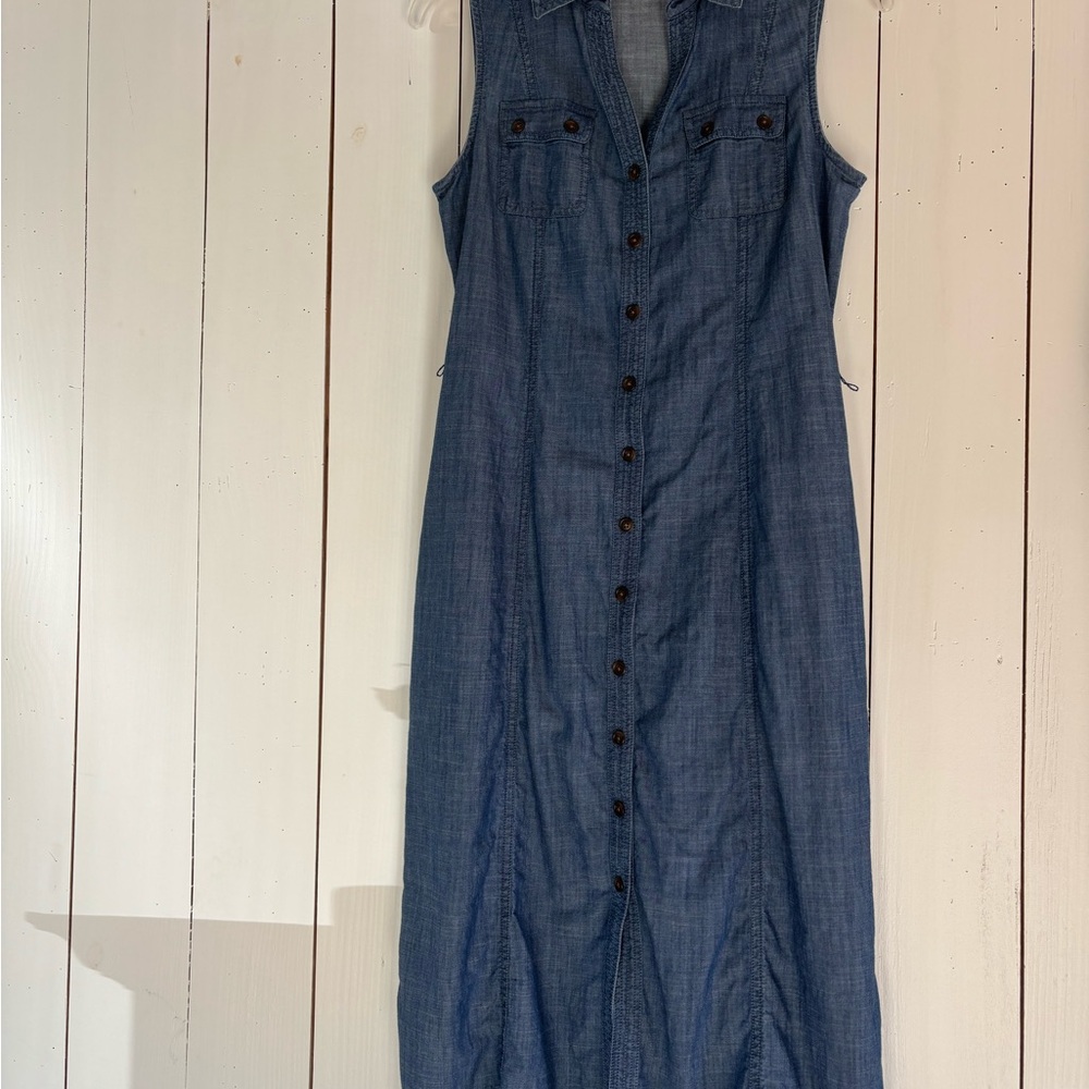 Talbots Light Blue Chambray Button-Front Dress - image 3